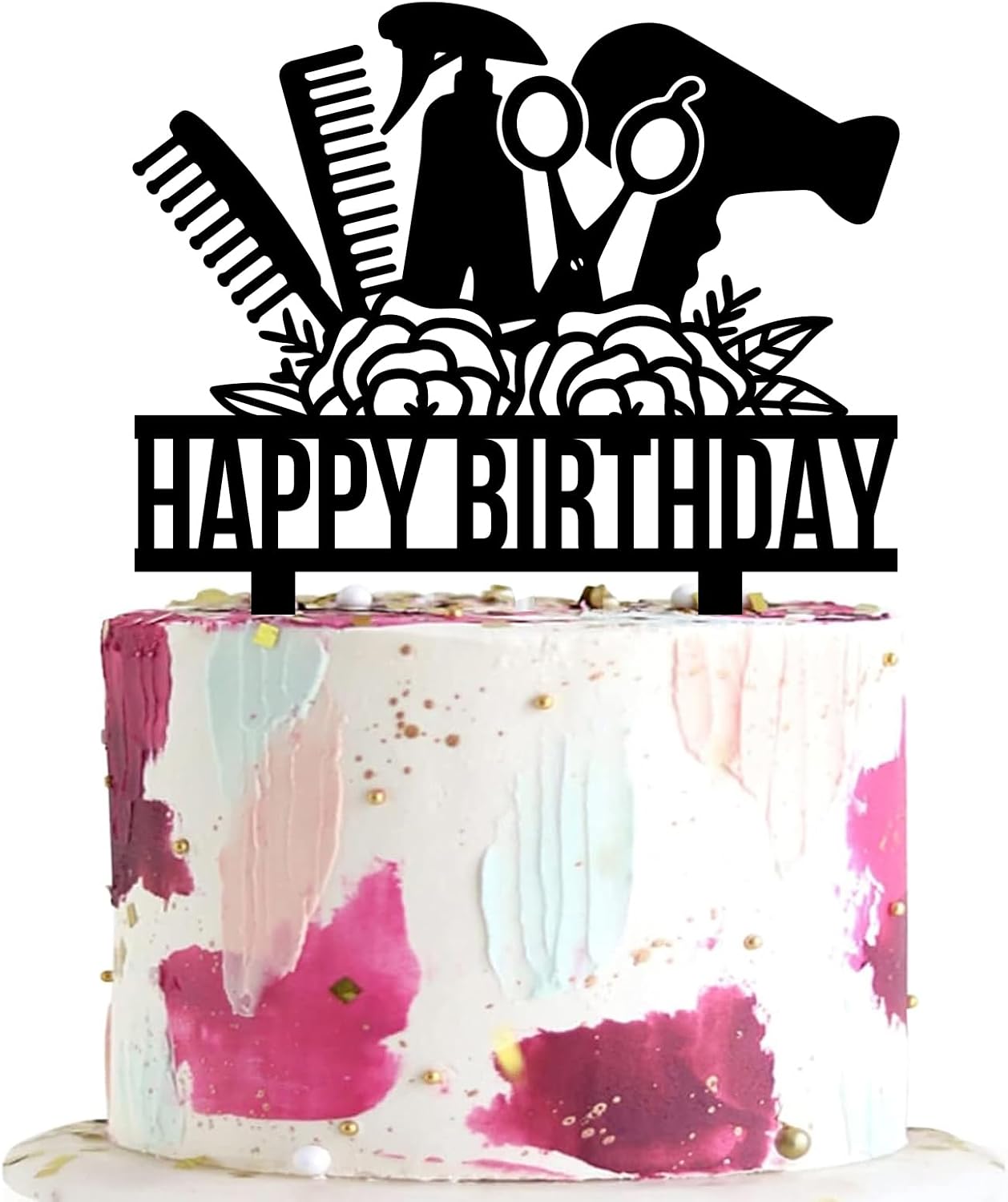 Hairstylist Happy Birthday Cake Topper Barbershop Haircut Birthday Cake Topper Hairdresser Cosmetologist Salon Birthday Party Supplies