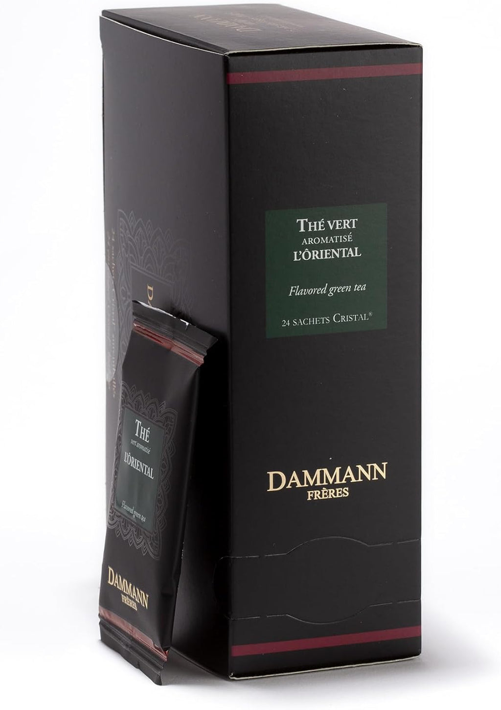 Dammann Freres Sachets, L'Ôriental Tea Bags, Premium Gourmet French Green Tea, Blend Passion Fruit, Peach, Strawberry Flavors, Individually Wrapped, 24 Count (Single Pack)
