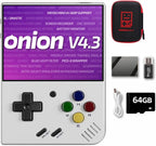 Mini Plus OnionOS Retro Handheld Game Console with 20+ Emulator, 3.5-inch 640*480 Screen 3000mAh, Gift for Men & Women with Portable Case, White