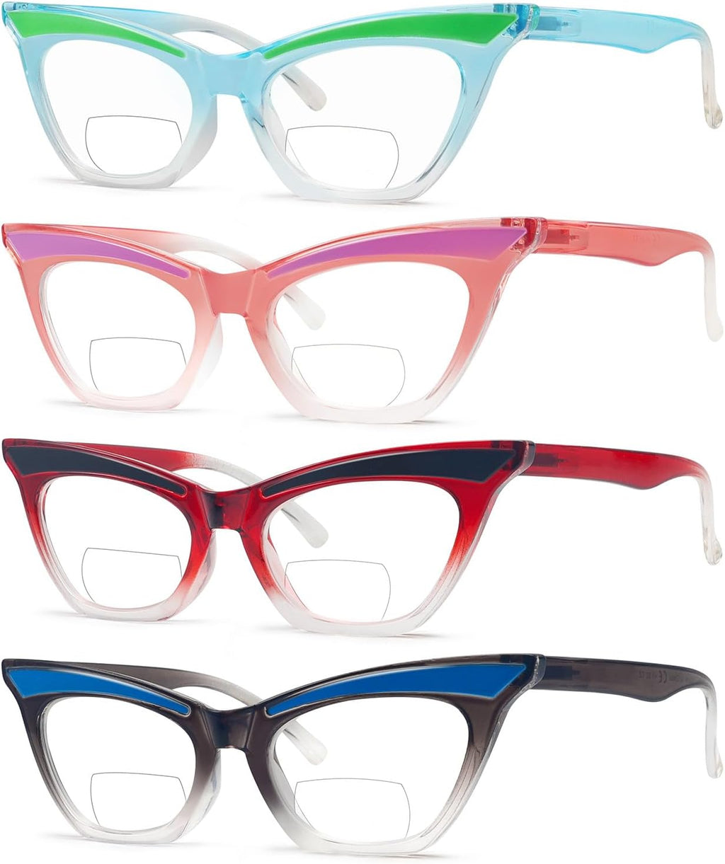 Eyekepper 4-pack Bifocal Reading Glasses Women Cat Eye Bi-focal Readers