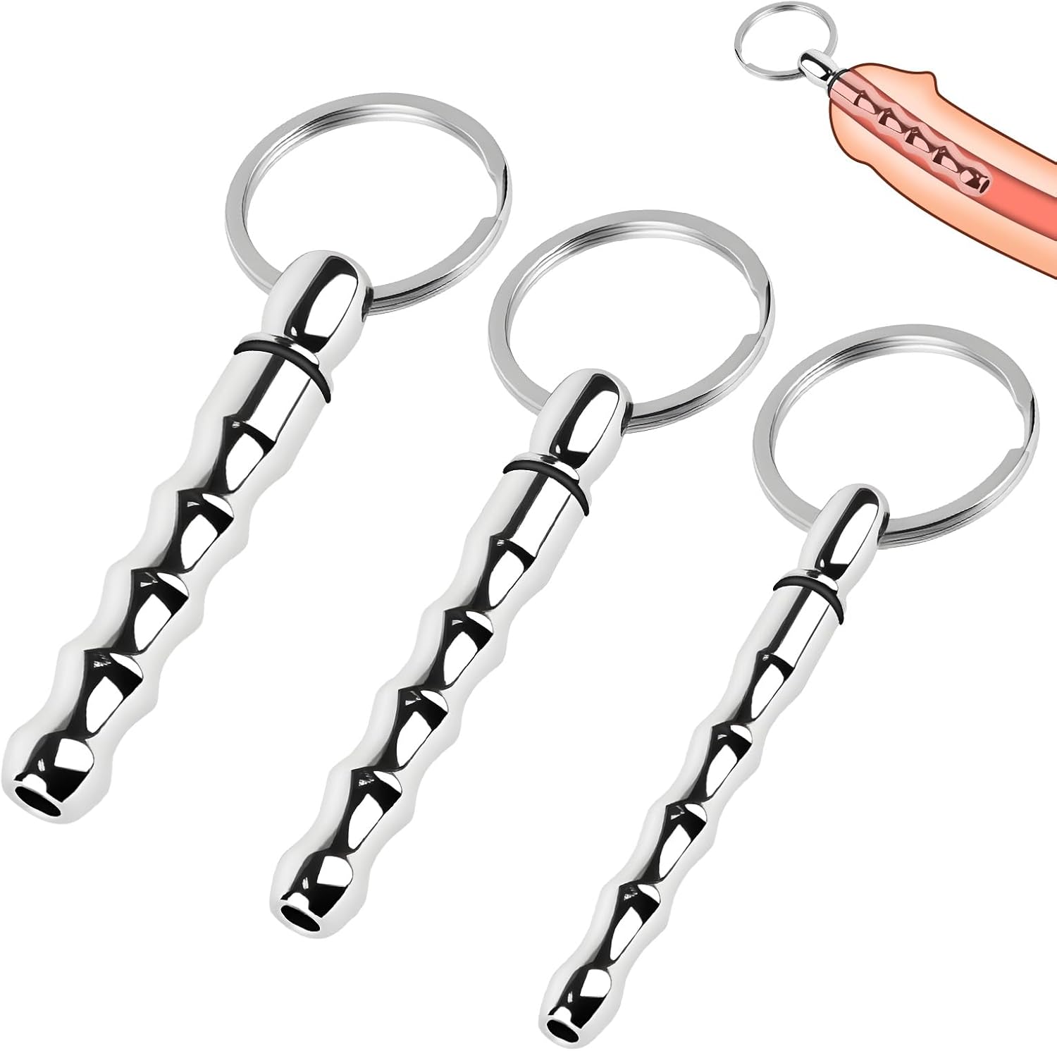 FST Stainless Steel Penis Plug Removable Hollow Multiple Beads Urethral Plug for Urethral Stimulation Masturbation Training Adult Sex Toys for Men (Beginner)