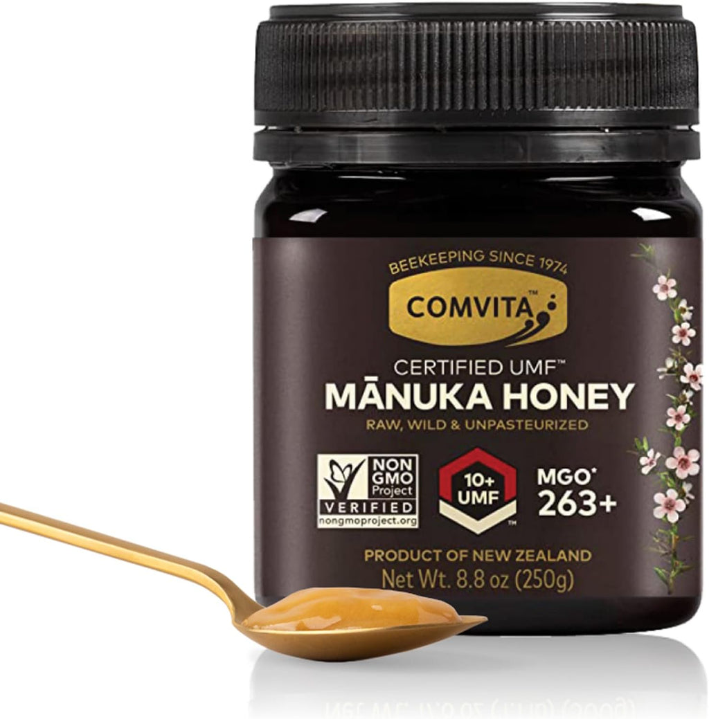 Comvita Manuka Honey UMF 10+ (MGO 263+) - Raw Manuka Honey New Zealand, Pure & Unpasteurized, Superfood for Immune Health, Use in Tea, Wild, Monofloral, Non-GMO - 250g (8.8 oz)
