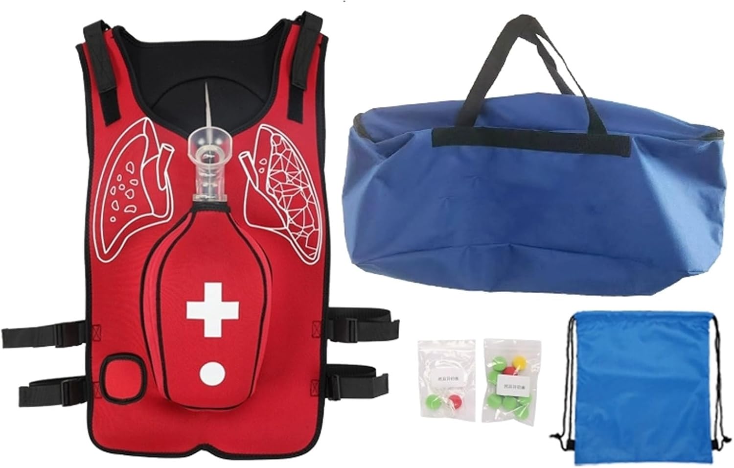 Anti Choking Obstruction Trainer Vest, Professional Heimlich Training Vest, Master First Aid Skills, Real Training, Durable and Wear-Resistant, Adjustable Design aldult-B-Red