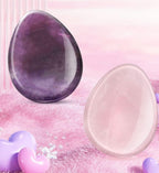 2 Packs Thumb Worry Stone for Anxiety,Natural Rose Quartz Amethyst Healing Crystals Set,Chakra Reiki Gemstone Pocket Palm Stones for Anxiety Stress Relief Meditation Crystal Therapy,Teardrop Shape