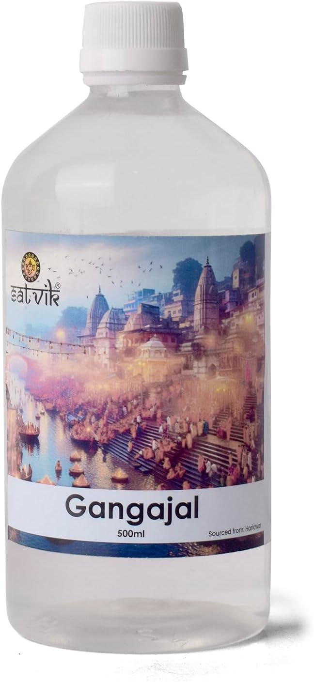 SATVIK Pure & Natural 500 ml Ganga Jal Water from Garh Ganga, Holy Unfiltered Gangajal for Pooja, Vastu, Purity, Spiritual Upliftment & Positivity