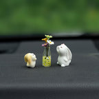 Rislobx Bunny Car Dashboard Decoration with Daisy Flower Vase Rear View Mirror Ornament, 3PCS Cute Bunny Car Accessories for Women