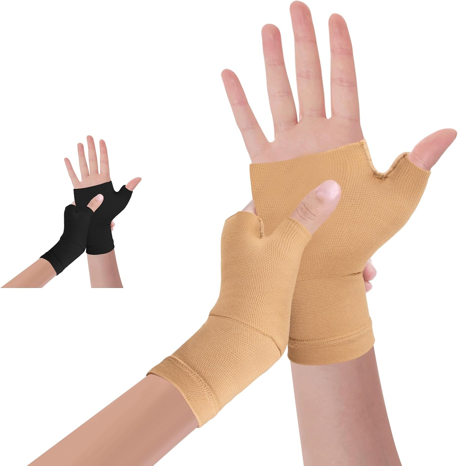 1 Pair Copper Compression Wrist Brace, Carpal Tunnel Wrist Brace Night Support, Wrist Compression Sleeve for Arthritis, Wrist Support for Women, Compression Wrist Sleeve for Join Pain(Beige,M)