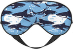 Sleep Eye Mask Abstract Blue Sharks and Fish Sleep Mask for Women Men Comfortable Eye Mask with Adjustable Strap Soft Eye Cover Blindfold for Travel Yoga Nap Shift Work