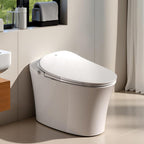 R&T C2 Smart Toilet with Tank, One-Piece Bidet Toilet, Blackout Flush, Auto Open & Flush, Foot Sensor, Remote Control, Heated Seat, Warm Water, Air Dryer, Night Light & Deodorizer