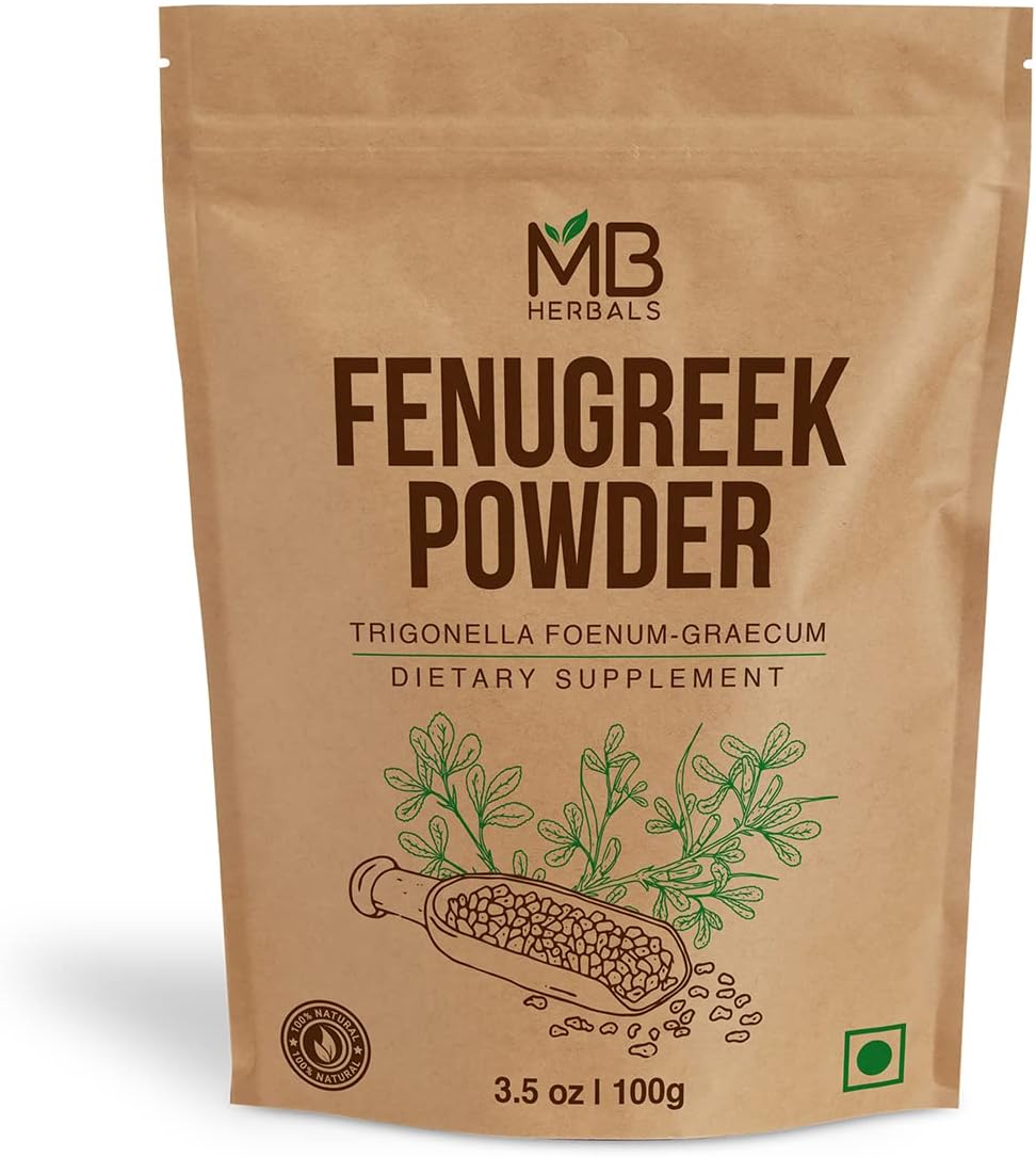 MB Herbals Fenugreek Seeds Powder 3.5 oz | 100 Gram | Organically Grown Fenugreek | Trigonella foenum-graecum Sd. | Methi Powder
