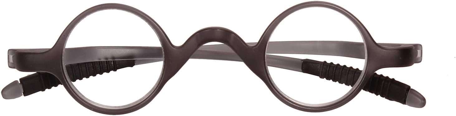 Agstum TR90 Small round eyeglasses retro Reading Glasses Readers 32-30-135 (Grey, +2.00)