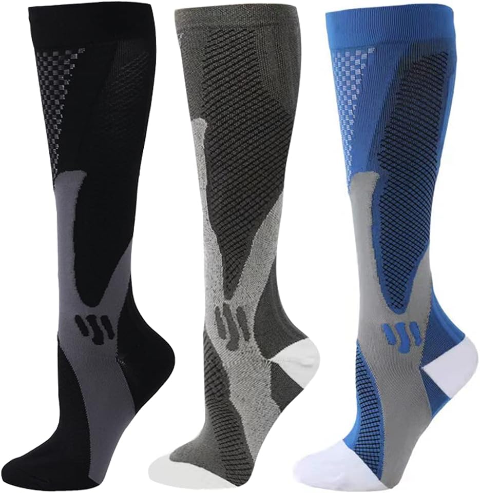 ZFiSt 3 Pair Sport Compression Socks Men Women, Compression Stocking Nurse Socks for Edema Travel