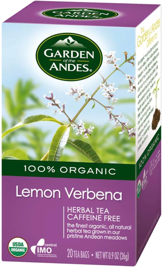 Garden of the Andes Herbal Organic Decaf Lemon Verbena Hot Tea Bags, 0.9 oz, 20 Tea BagCount