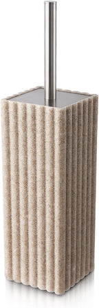 Toilet Bowl Brush and Holder for Bathroom，Resin Toilet Brush and Holder Set with Stainless Steel Handle，Deep Cleaning Modern Toilet Cleaner Brush -Space Saving, Covered Brush (Beige)