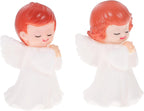 Zerodeko Vinyl Angel Figurines Pair Boy and Girl 2.56 Inch Mini Sculptures for Birthday Cake Toppers and Home Desktop Ornaments Party Decorations
