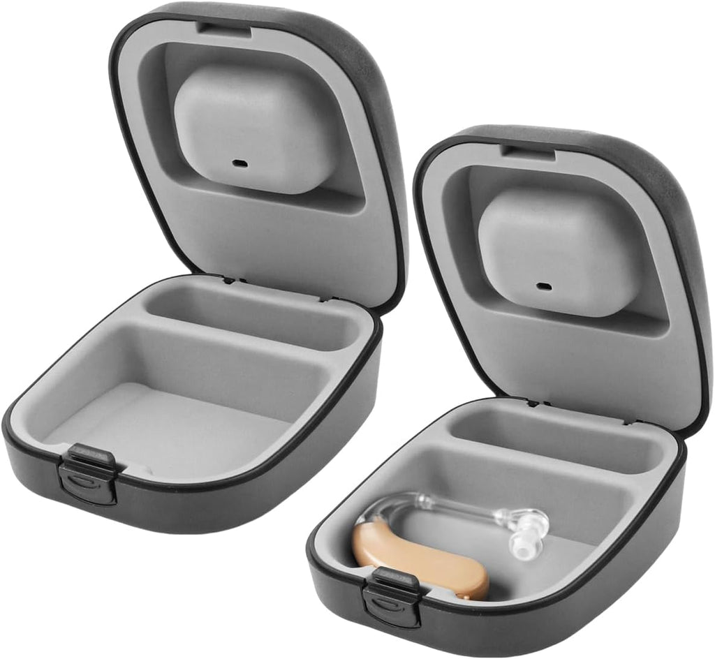 2 Pcs Hearing Aid Case, Waterproof Portable Storage Box, Hard Protective Box for Hearing Aid