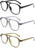 DXYXYO 3 Pack Aviator Reading Glasses for Women Men, Classic Pilot Blue Light Blocking Readers