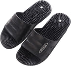 Foot Massager Acupressure Slippers Plantar Fasciitis Relief Reflexology & Acupressure Sandals Women Men Shower Shoes Promoting Blood Circulation Muscle Relaxation(Black,8.5/9)