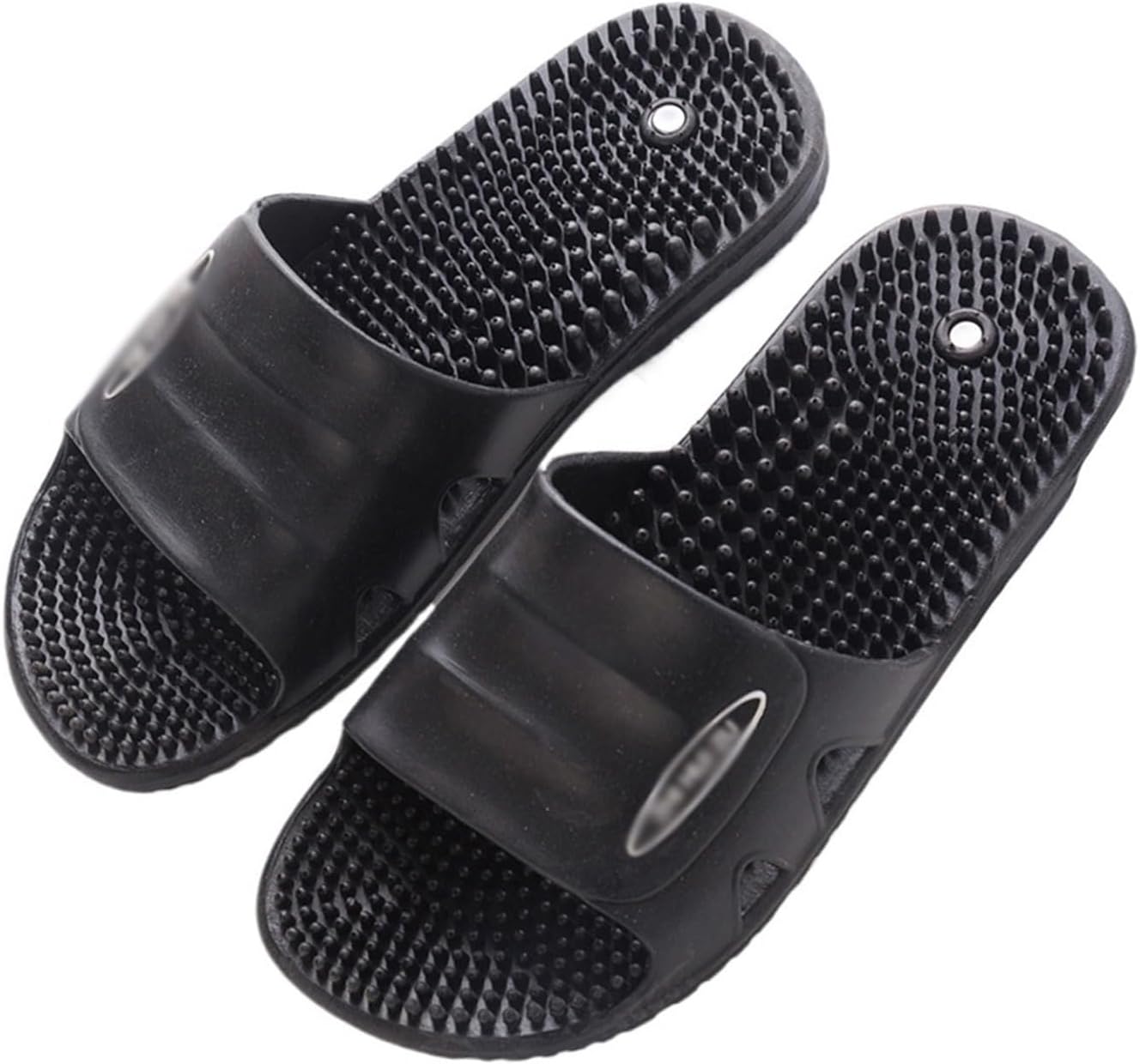 Foot Massager Acupressure Slippers Plantar Fasciitis Relief Reflexology & Acupressure Sandals Women Men Shower Shoes Promoting Blood Circulation Muscle Relaxation(Black,8.5/9)