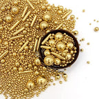 Sprinkles Gold Pearl Sugar Candy Mix Size, Nut Free, Baking Cake Decorations Cupcake Toppers Cookie Decorating Ice Cream Celebrations Shaker Jar Wedding Shower Party (120g/4.2oz）