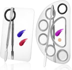 2 Set Metal Makeup Mixing Palette with Spatula, Stainless Steel Cosmetic Artist Tool Palette Reusable Beauty Tools for Foundation Mix, Facial Cosmetic, Nail Art (Sliver)