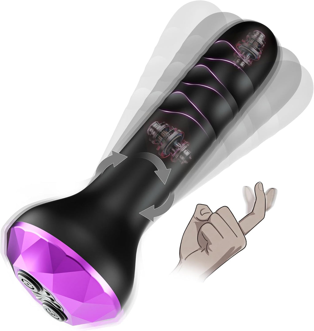 Vibrating Butt Plug Anal Toys, Prostate Massager with 10 Vibrating & Rotating Modes, Beginner-Friendly Anal Plug Sex Toys for Men & Women, 2 Motors Anal Dildo & G-Spot Vibrator Anal Beads Adult Toys