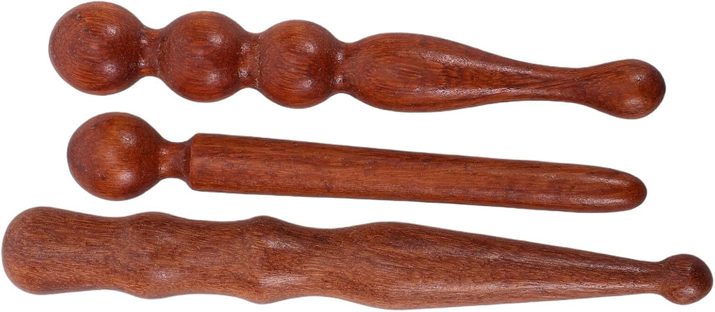 Healeved Wood Therapy Massage Sticks 3pcs Set Wooden Massage Roller for Muscle Relaxation Stress Relief and Body Sculpting Handheld Massager for Men and Women