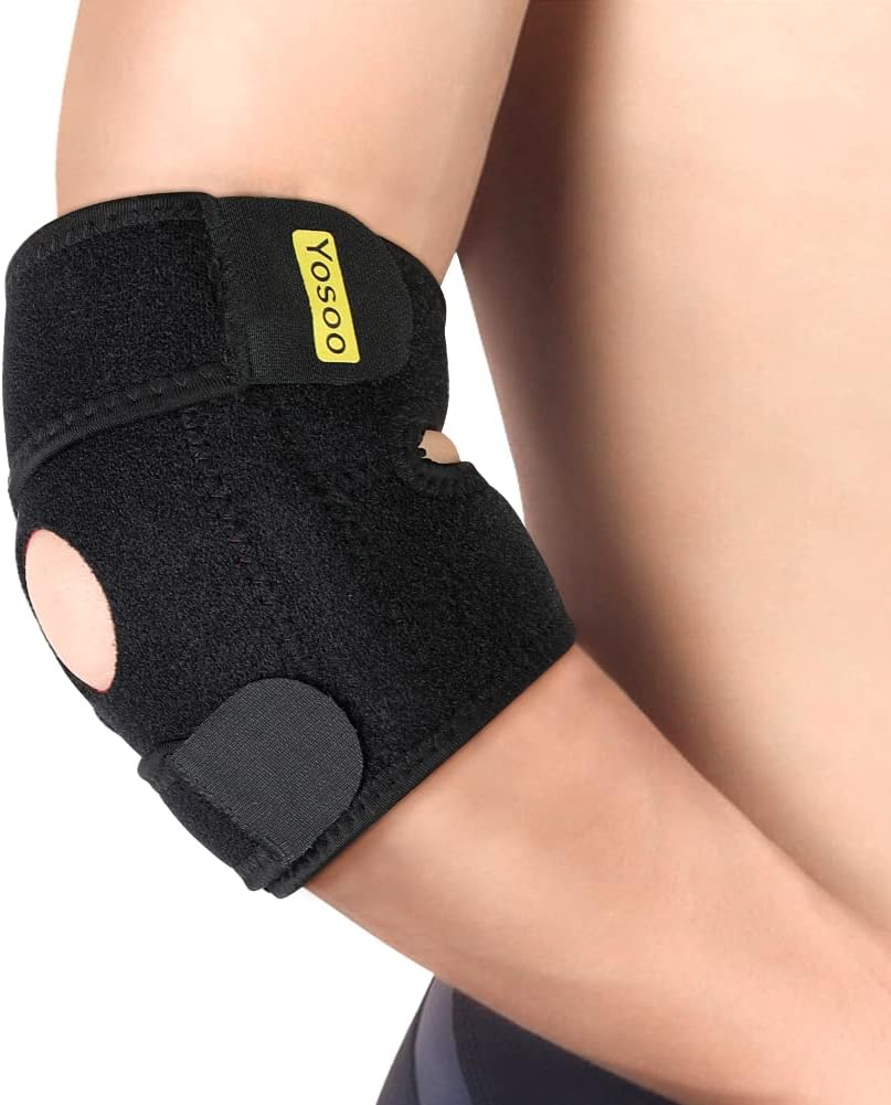 Elbow Brace for Tendonitis Adjustable, Elbow Brace Strap with Metal Stabilisers, Neoprene Golfers Tennis Elbow Support, Provides Support, Relieve Arthritis and Sports Injury Pain