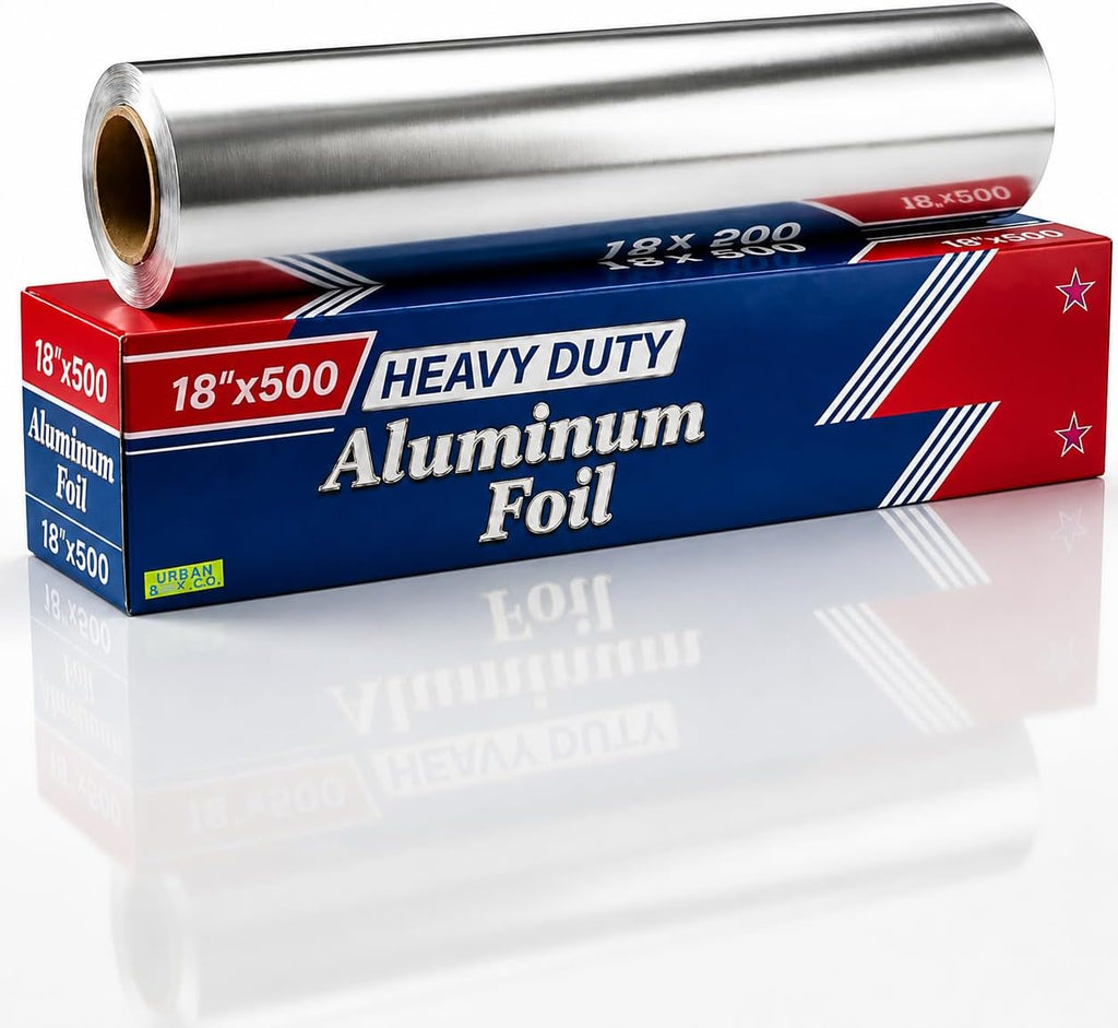 Heavy Duty Aluminum Foil Roll 18" x 500' (1 Pack) – 21 Micron Thick Commercial-Grade Foil Wrap with Easy-Cut Edge for Cooking, Baking, Grilling, Restaurant & Home Use