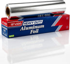 Heavy Duty Aluminum Foil Roll 18" x 500' (1 Pack) – 21 Micron Thick Commercial-Grade Foil Wrap with Easy-Cut Edge for Cooking, Baking, Grilling, Restaurant & Home Use