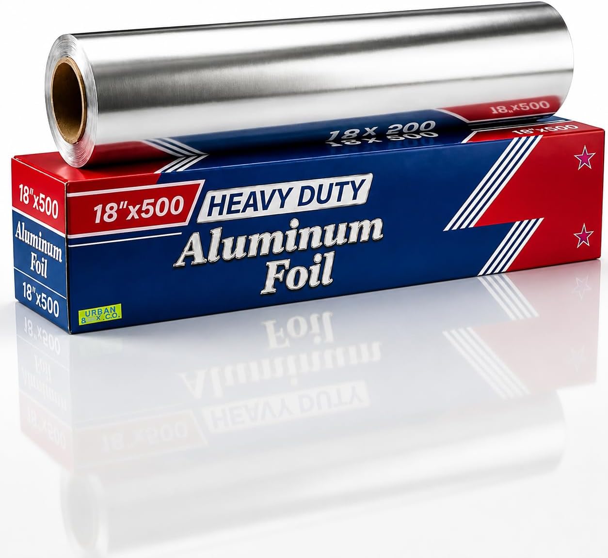 Heavy Duty Aluminum Foil Roll 18" x 500' (1 Pack) – 21 Micron Thick Commercial-Grade Foil Wrap with Easy-Cut Edge for Cooking, Baking, Grilling, Restaurant & Home Use