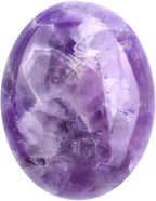 Erliway Natural Amethyst Palm Stone Crystal, 2"-2.3" Large Healing Pocket Worry Stone, Polished Crystals and Healing Stones for Anxiety Stress Relief Therapy