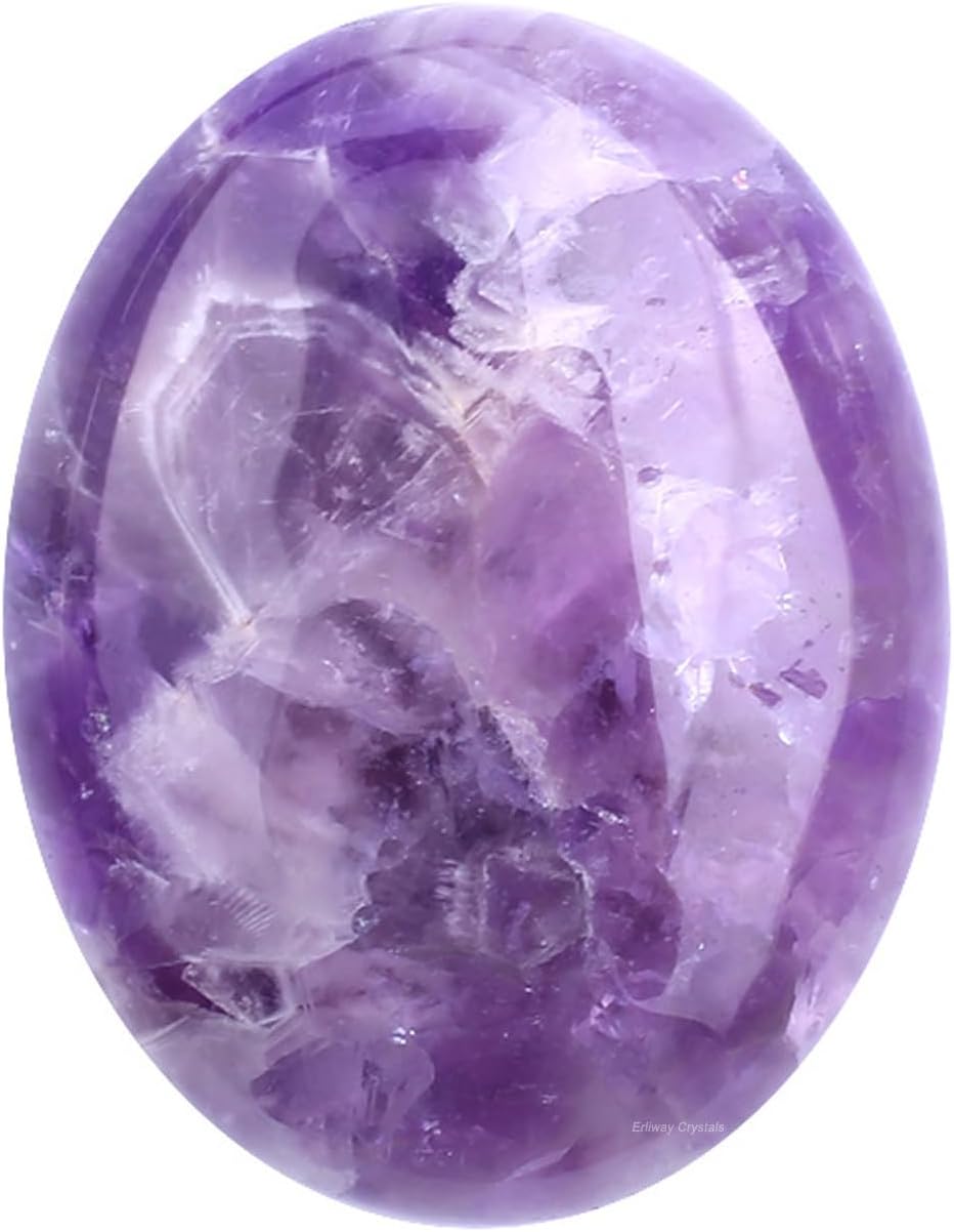 Erliway Natural Amethyst Palm Stone Crystal, 2"-2.3" Large Healing Pocket Worry Stone, Polished Crystals and Healing Stones for Anxiety Stress Relief Therapy