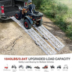 1840lb Capacity Truck Ramps, Aluminum Folding Loading Ramps for Car, Truck & Trailer Bed - with Load Straps for ATV/UTV, Golf Carts, Lawn Mowers, Go-Karts, Wheelbarrow, Motorcycles
