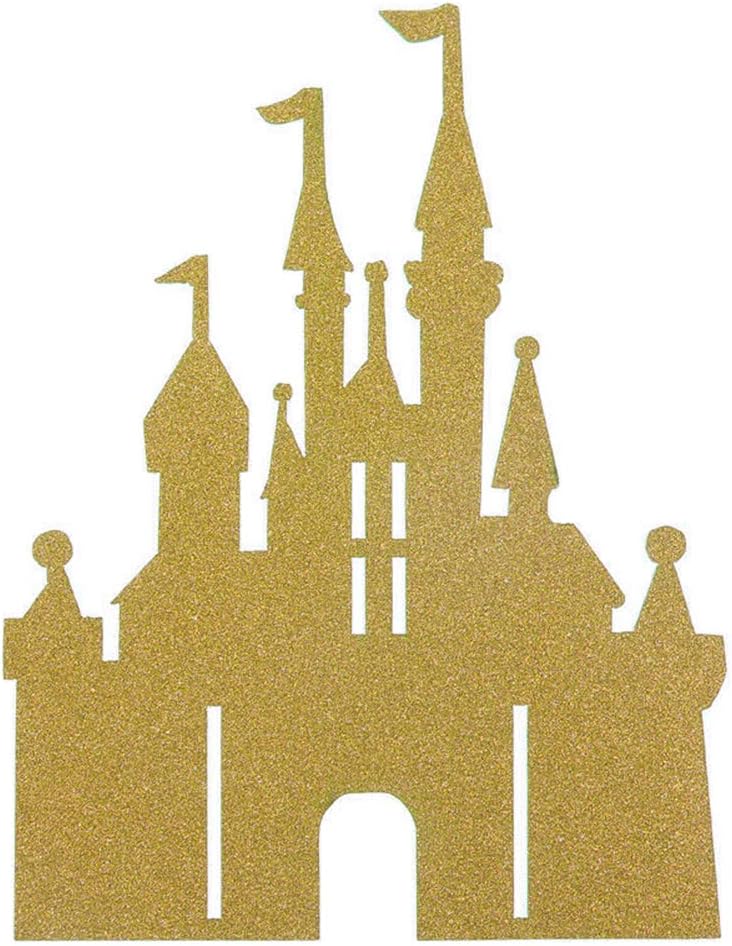 Flairs New York Happy Birthday Decorations Cake Toppers Party Props (Pack of 1 Cake Topper, Gold Glitter Princess Castle)