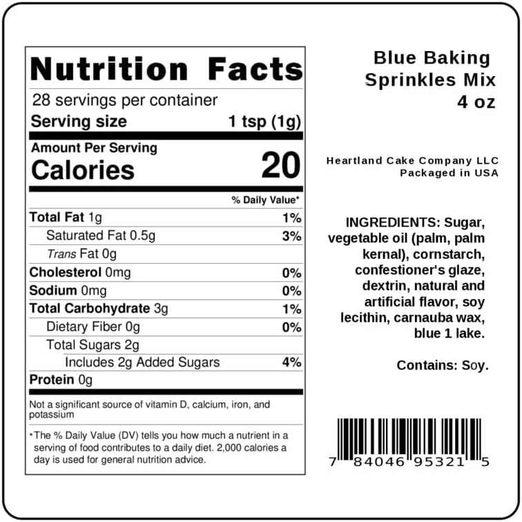 Blue Sprinkles for Baking Cakes, Cupcakes, Cookie Decorations, Ice Cream and Donut Toppings Edible Decorating Baking Supplies - 4 oz package (Blue)
