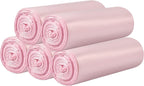 5 Rolls Small Trash Bags - 100 Counts Durable 4 Gallon Small Garbage Bags for home office kitchen Bathroom Bedroom Trash Can liners（Pink）