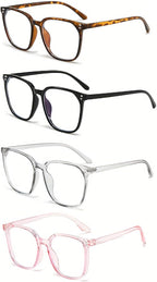 4 Pack Blue Light Glasses, Computer/Gaming/TV/Phones Glasses for Women and Men, Anti Eye Strain Lightweight Frames for Work & Screen Time