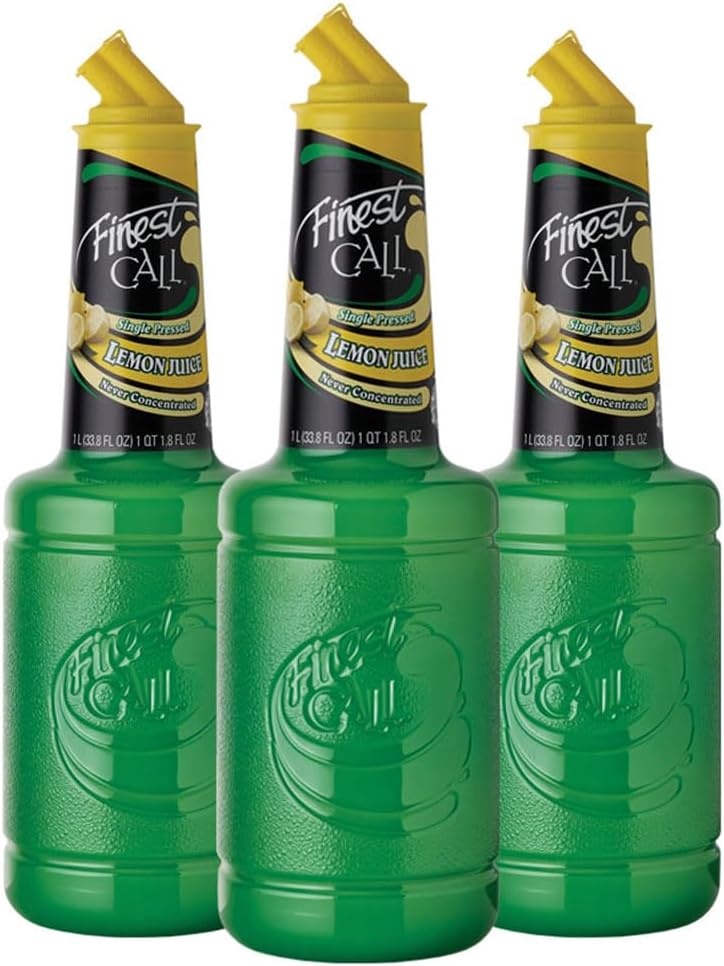 Finest Call Premium Single Pressed Lemon Juice Drink Mix, 1 Liter Bottle (33.8 Fl Oz), Pack of 3