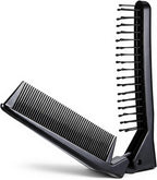 Double Teeth Folding Comb, Portable Travel Folding Hair Brush Compact Pocket Double Headed Hair Brush Anti-static Combs Mini Pocket Comb for Thick & Thin Hairs (Black)