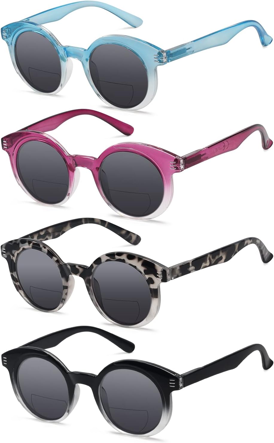 Eyekepper 4-pack Bifocal Reading Glasses for Women Small Round Bi-focal Readers