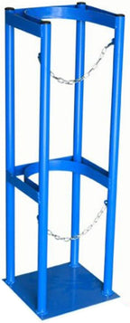 Small Cylinders Fixed Rack for 8/10 L Tanks, Oxygen Safety Clips with Protective Chain & Fixing Screws, Freestanding Steel Expansion Tank Mounting Bracket(Blue,9.8in/25cm)