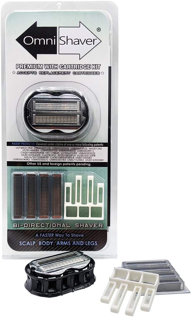 Premium Omnishaver with Cartridge Kit - The Fastest Way to Shave Head, Legs, Arms, Body|an Alternative to Disposable Shaving Razors Self Cleans & Strops During Use with Durable Blade|Bald Head Shaver