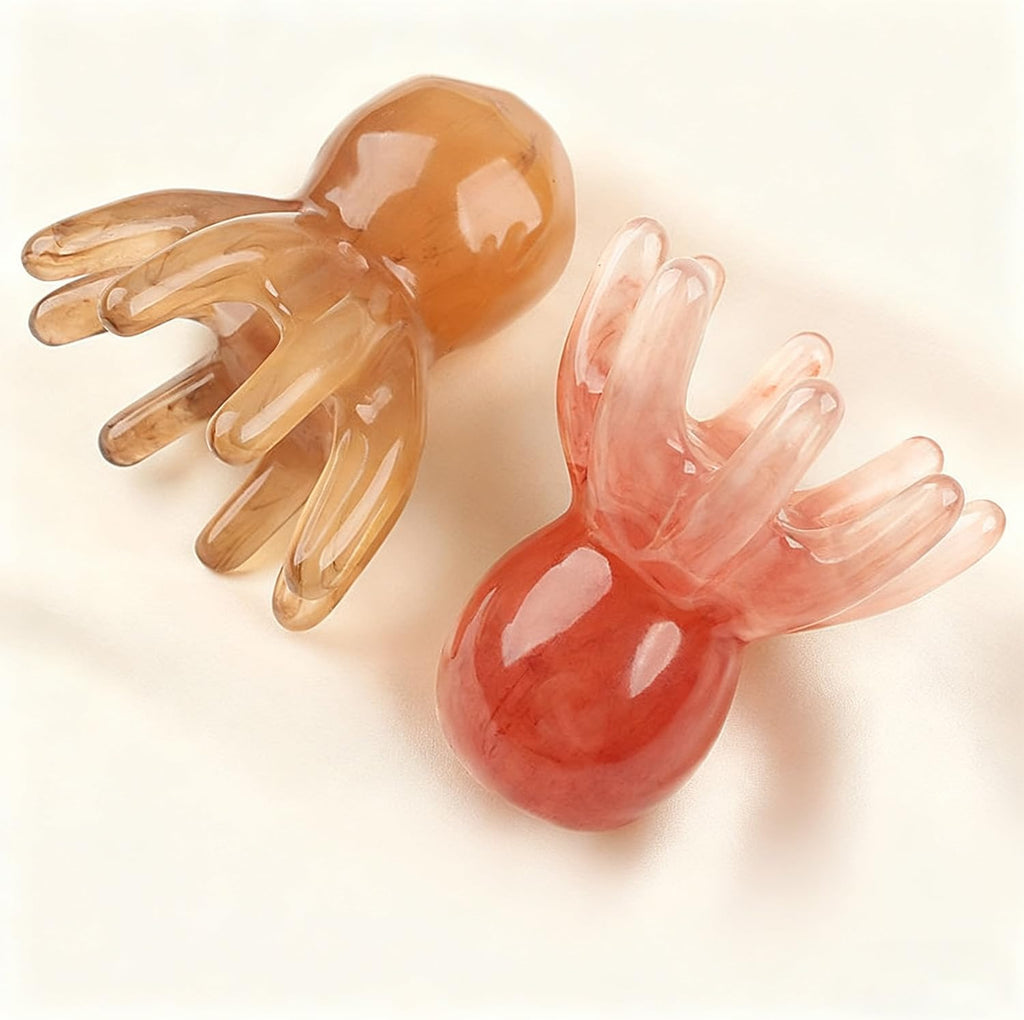 2 Pack Octopus Head Massager, Comb Stress Relief Point Massage,Comb Head Massage Tools, Pink Acupressure Massager Scalp for Deep Relaxation
