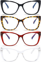 Reading Glasses for Women 4 Pack Cat Eye Oversized Blue Light Blocking Glasses +1.5