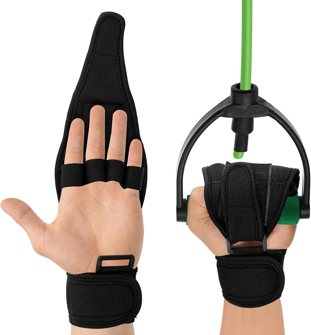 Stroke Finger Splint Brace Ability, Finger Rehabilitation Auxiliary Training Gloves for Elderly Patients, Anti-Spasticity Hand Therapy Equipment for Fist Stroke Hemiplegia Hand Training, Black