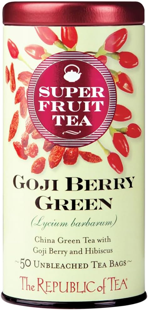 The Republic of Tea Goji Berry Green Superfruit Tea, Tea Bag Tin, 50 Count