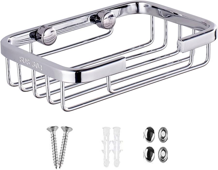 304 Stainless Steel Soap Dish Holder,Storage Soap Saver Wall Mounted for Kitchen Sink Bathroom Shower,Drainable and Rust Proof