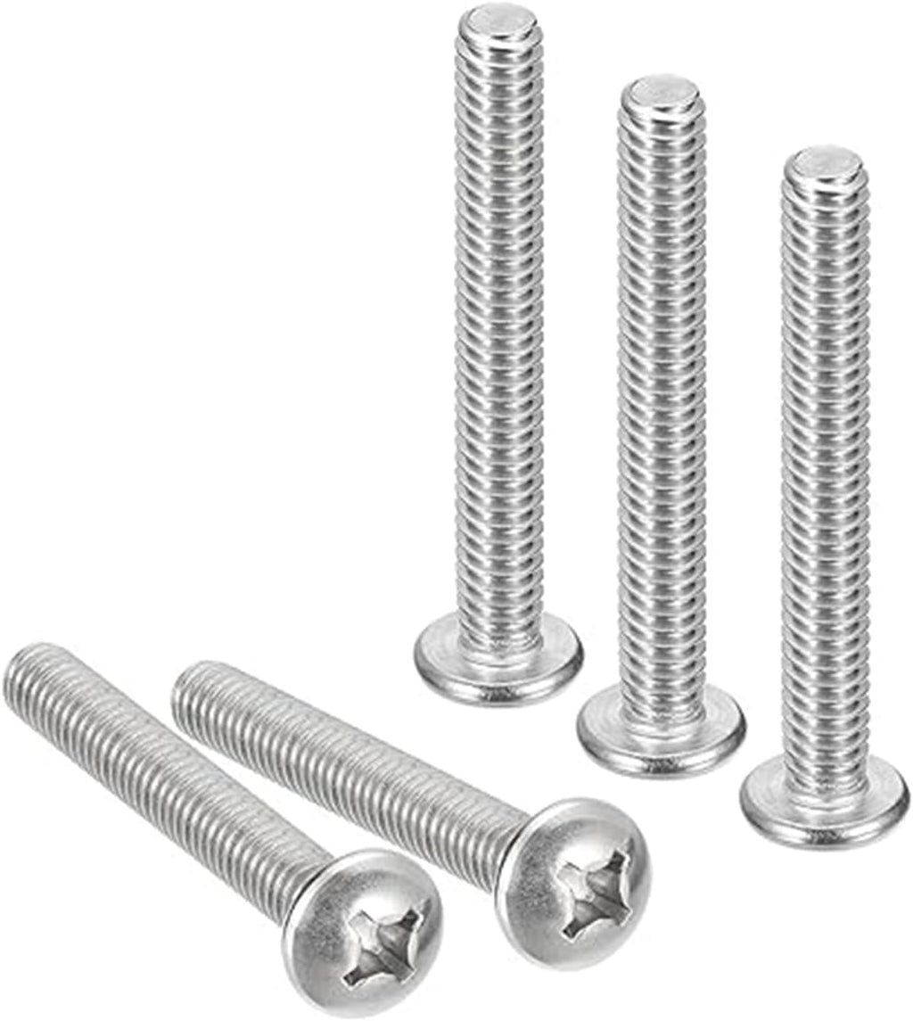 1/4-20x4 Pan Head Machine Screws,Round Head Cross Screw,304 Stainless Steel 18-8 Screw,Phillips Drive,Fully Threaded,Bright Finish,Pack of 10
