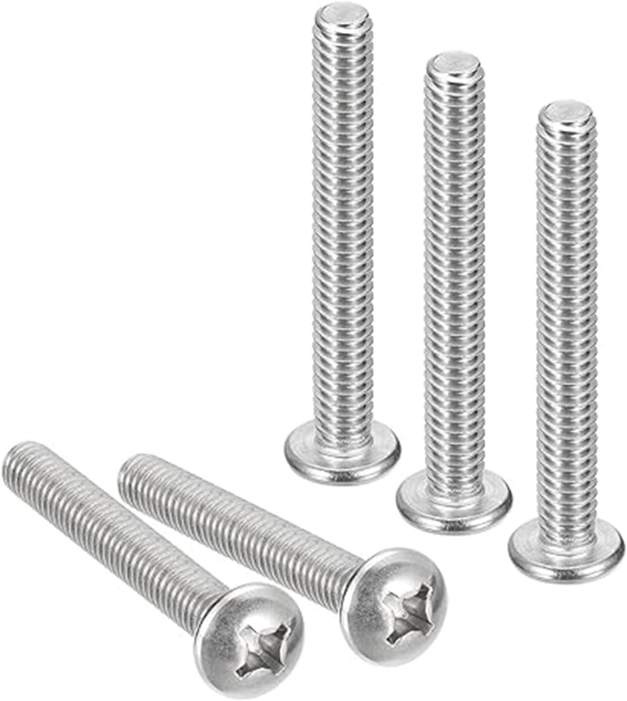 1/4-20x4 Pan Head Machine Screws,Round Head Cross Screw,304 Stainless Steel 18-8 Screw,Phillips Drive,Fully Threaded,Bright Finish,Pack of 10